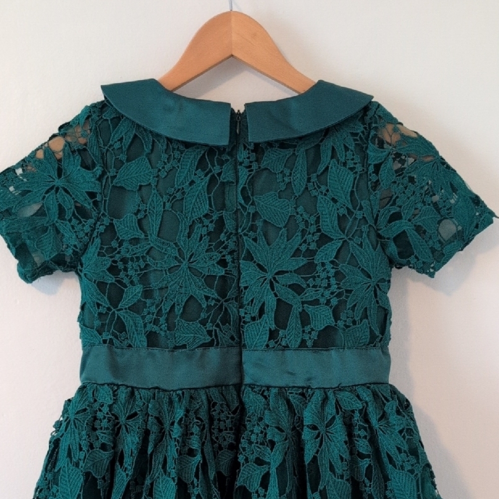 Elegant Green Lace Kids Dress - Picture 6 of 10